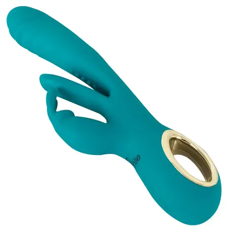 Sweet Smile Rabbit Vibrator with Thrust Function & Flicking Tongue 25cm Pink