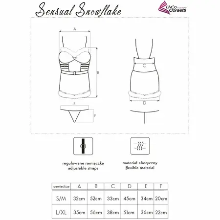 Livco Corsetti Snowflake LC 90603 praznični set sa senzualnom spavaćicom S/M crveno beli