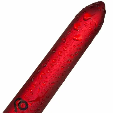 Rocks-Off punjivi vibrirajući metak Poppy Red, kompaktan vodootporni model