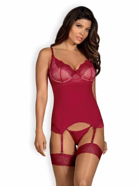 Rosalyne Red Corset Set - Adjustable Padded Model with Thong