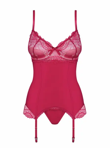 Rosalyne Red Corset Set - Adjustable Padded Model with Thong