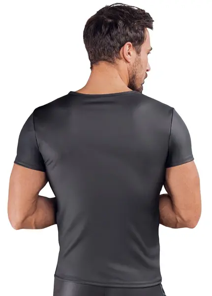 NEK muška pripijena majica 2XL crna sa metalik plavim mrežastim prugama
