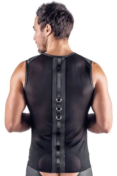 Svenjoyment Bondage mrežasta majica bez rukava 2XL sa podesivim lisicama crna