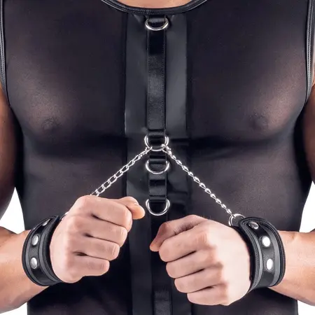 Svenjoyment Bondage mrežasta majica XL sa podesivim mat lisicama crna
