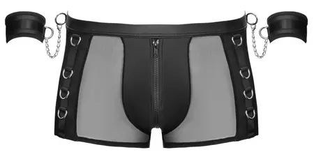 Svenjoyment Bondage muške pantalone L crne sa lisicama i otvorenim zadnjim delom