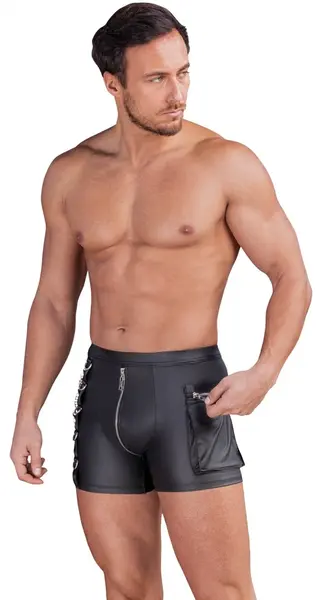 NEK mat crne muške pantalone M sa kargo džepom i ukrasnim lancima
