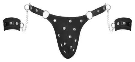 Svenjoyment Bondage tange L sa podesivim mat lisicama crne