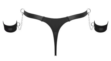 Svenjoyment Bondage tange L sa podesivim mat lisicama crne