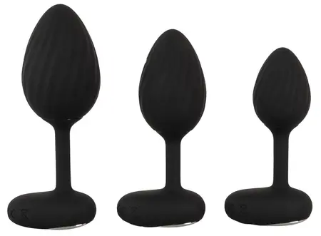 ANOS RC set vibrirajućih analnih čepova, 3 veličine, vodootporan, silikon, crni