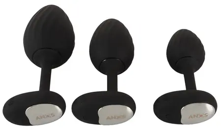 ANOS RC set vibrirajućih analnih čepova, 3 veličine, vodootporan, silikon, crni