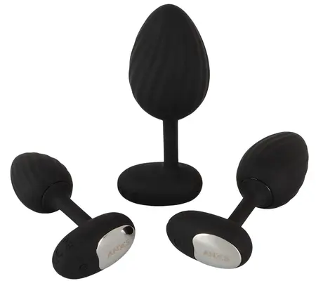 ANOS RC set vibrirajućih analnih čepova, 3 veličine, vodootporan, silikon, crni