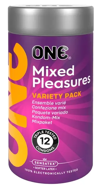 ONE Mixed Pleasures 12 komada, veganski set različitih kondoma od lateksa