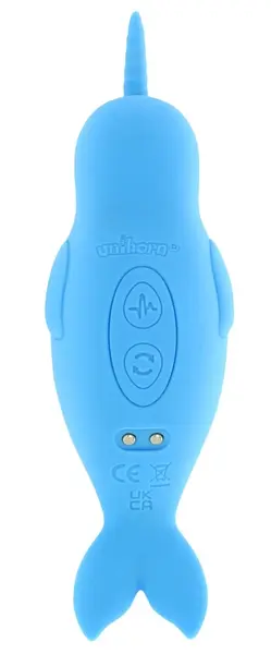 Unihorn Narwhal dvostrani silikonski intimni stimulator, plavi, 14.3 cm