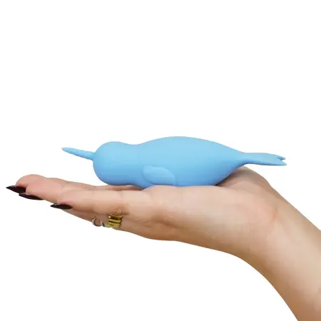 Unihorn Narwhal dvostrani silikonski intimni stimulator, plavi, 14.3 cm