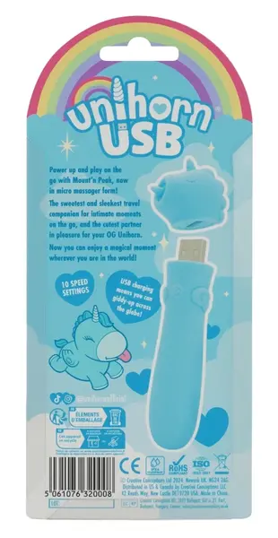 UNIHORN Mount'n Peak mini vibrator sa USB punjenjem od silikona 14.3 cm