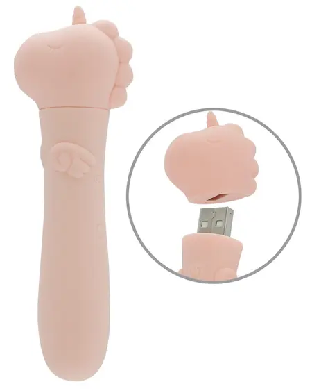 Unihorn USB Heart Throb mini intimni masažer, 10 modova, roze, 14,3 cm