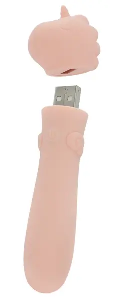 Unihorn USB Heart Throb mini intimni masažer, 10 modova, roze, 14,3 cm