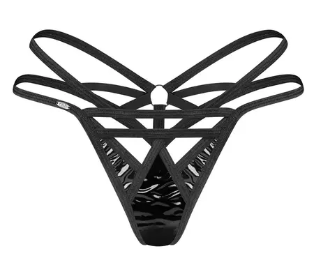 Obsessive Keira Lise Vinyl Straps Bodysuit Black S/M