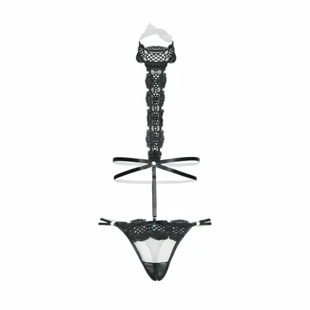 Harnas Haylee Black Adjustable Open Crotch Body with Lace Neckband 2XL/3XL