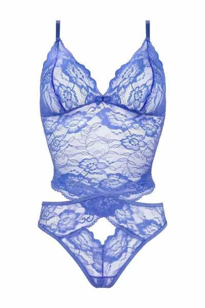 Obsessive Romina 2-Piece Lace Lingerie Set Blue Adjustable Top S