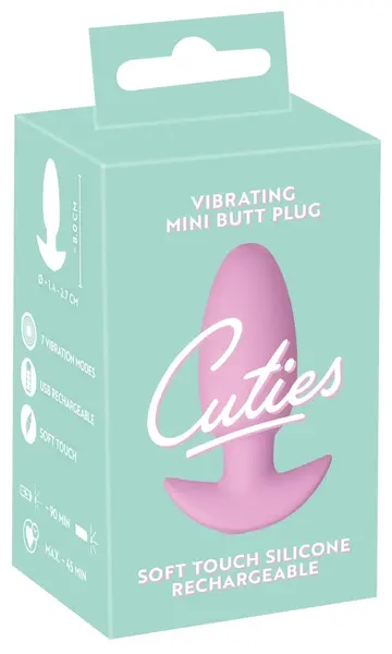 Cuties Rose Vibrating Plug - Compact Silicone Model, 7 Modes, 8 cm