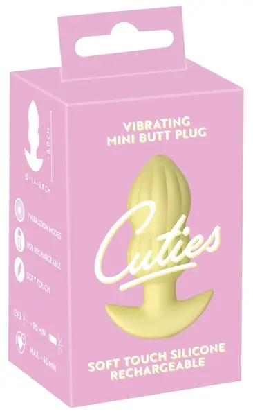 Cuties Vibrating Plug Yellow kompaktni silikonski model sa 7 modova vibracije i dužinom od 8 cm