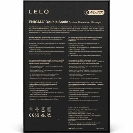 LELO ENIGMA Double Sonic crni intimni masažer, upravljanje preko aplikacije, 8 modova rada