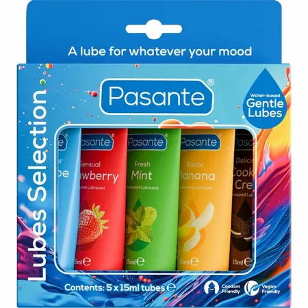 Pasante Set Lubrikanata Različitih Ukusa 5x15ml - Na Bazi Vode, Veganski