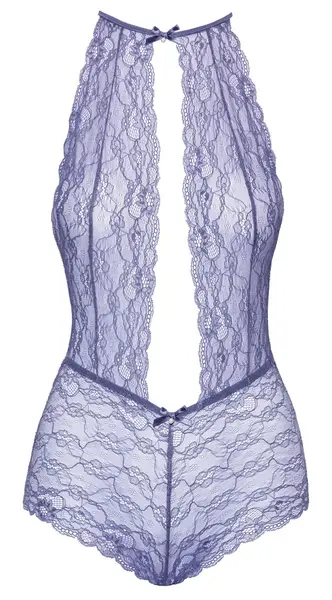 Kissable Lavender Lace Bodysuit L/XL with Decorative Bows and Gems