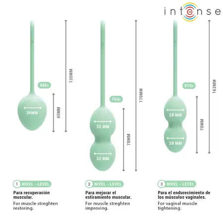 INTENSE Charli Kegel Ball Kit Light Jade Green, trodelni set za jačanje mišića karličnog dna