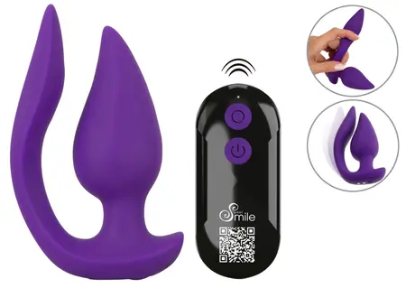 Sweet Smile RC 2in1 vibrator za gaćice i analni čep sa dva motora, silikonski, crni