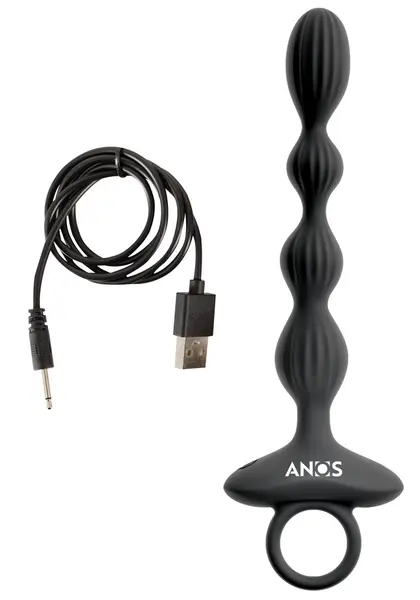 ANOS Flexible Beads vibrirajući intimni trenažer od silikona sa USB punjenjem, 21.1 cm, crni