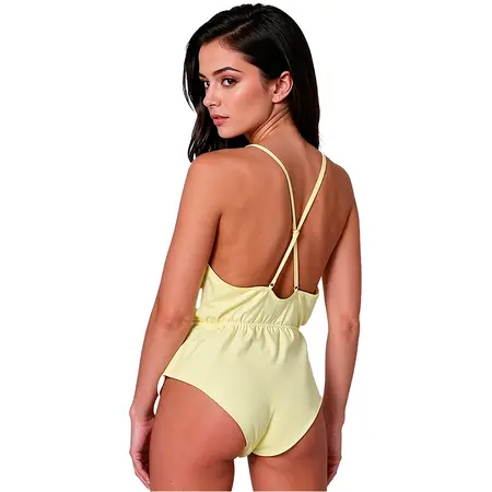 PASSION SENSIE bodi Lemon S/M, satenski sjaj, podesive bretele