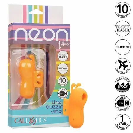 CalExotics Neon Vibes Orange ergonomski stimulator za prst sa 10 modova vibracije vodootporan