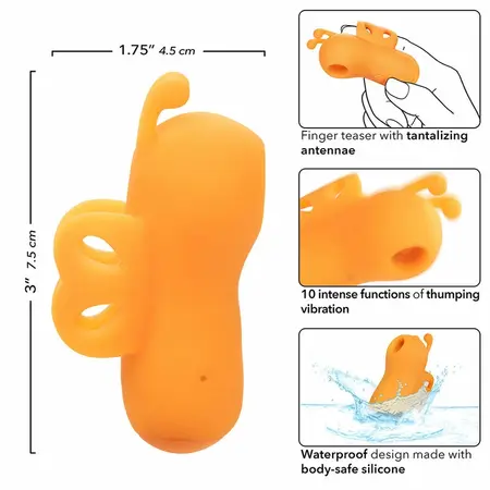 CalExotics Neon Vibes Orange ergonomski stimulator za prst sa 10 modova vibracije vodootporan