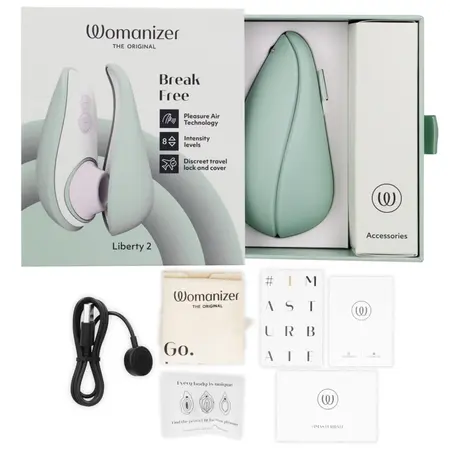 Womanizer Liberty 2 Light Green kompaktni stimulator sa vazdušnim talasima i putnom kutijom