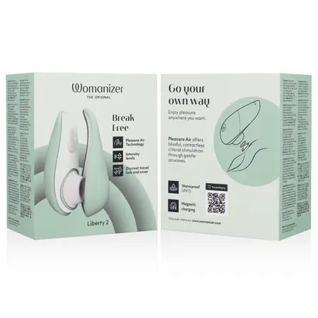 Womanizer Liberty 2 Light Green kompaktni stimulator sa vazdušnim talasima i putnom kutijom