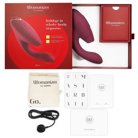 Womanizer Duo 2 Bordeaux intimni stimulator sa dvostrukim delovanjem, vodootporan, silikon
