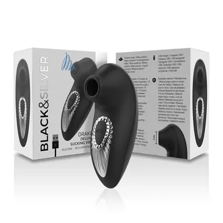 Black&Silver Drake Deluxe Rechargeable Suction Device Black Silicone
