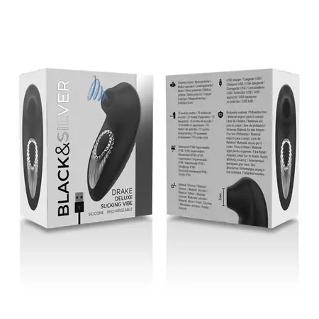 Black&Silver Drake Deluxe Rechargeable Suction Device Black Silicone