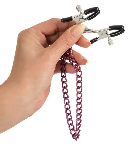 You2Toys podesive štipaljke za bradavice sa ljubičastim lančićem od 30 cm