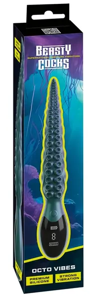 Beasty Cocks Octo Vibes silikonski vibrirajući pipak 27 cm metalik