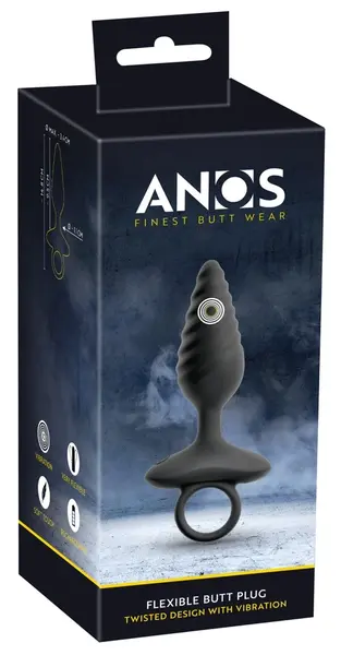 ANOS Flexible Plug Twisted Design, vibrirajući silikonski čep sa 10 modova, crni