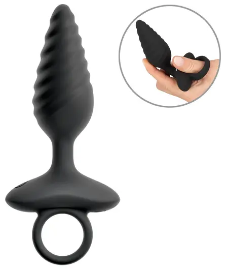 ANOS Flexible Plug Twisted Design, vibrirajući silikonski čep sa 10 modova, crni