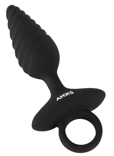 ANOS Flexible Plug Twisted Design, vibrirajući silikonski čep sa 10 modova, crni