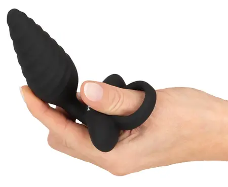 ANOS Flexible Plug Twisted Design, vibrirajući silikonski čep sa 10 modova, crni