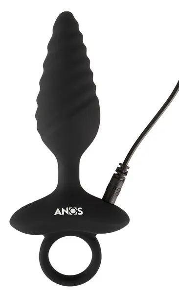 ANOS Flexible Plug Twisted Design, vibrirajući silikonski čep sa 10 modova, crni