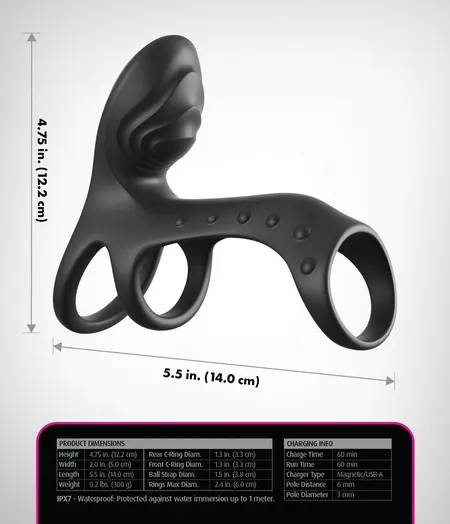 Fantasy C-Ringz Ultimate Couples Cage Pro Black silikonski prsten sa duplom vibracijom