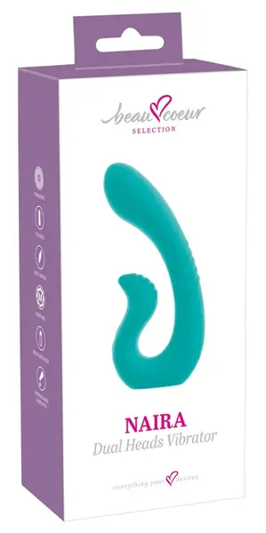 beau coeur Naira vibrator sa dve glave, fleksibilni silikon, roze, 17.5 cm