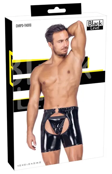 Black Level muške vinilne čaps pantalone XL sa sjajnim finišem i rastegljivim pojasom